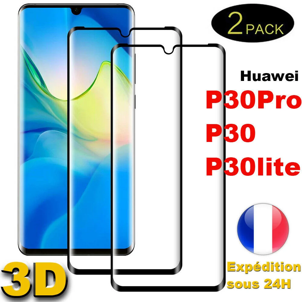 

3D Full Verre Tremp Film Protection Ecran Total For Huawei P30 Pro P30 Lite