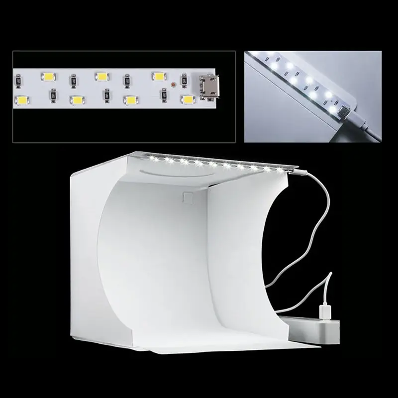 LED Photographic Lamp Box Creative Mini Studio Collapsible Portable 20*20CM PVC Material 5V 1A USB High Quality Novelty | Освещение