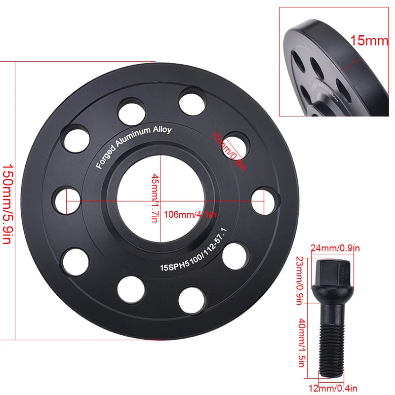 2 шт. 15 мм/20 мм Авто колеса шины прокладки Алюминий для Audi Kit 5x10 0/5x112 CB: 57 1 A1/A2/A3/A4 (B5 B6