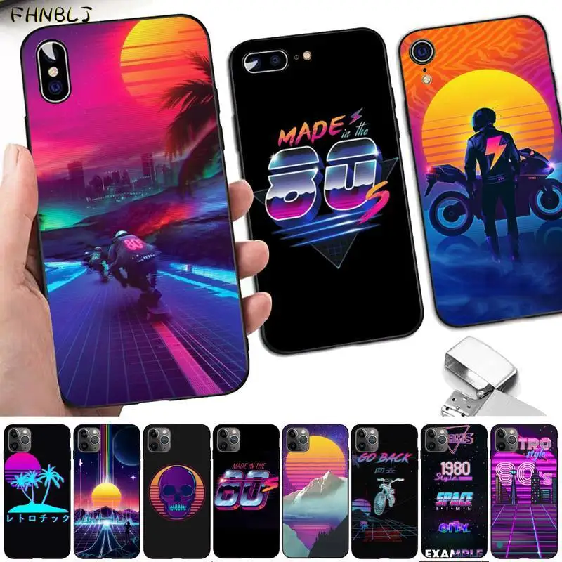 Винтажный мягкий чехол Synthwave в стиле ретро 80-х для телефона iphone 13 8 7 6 6s Plus X 5 5S SE 2020 XR