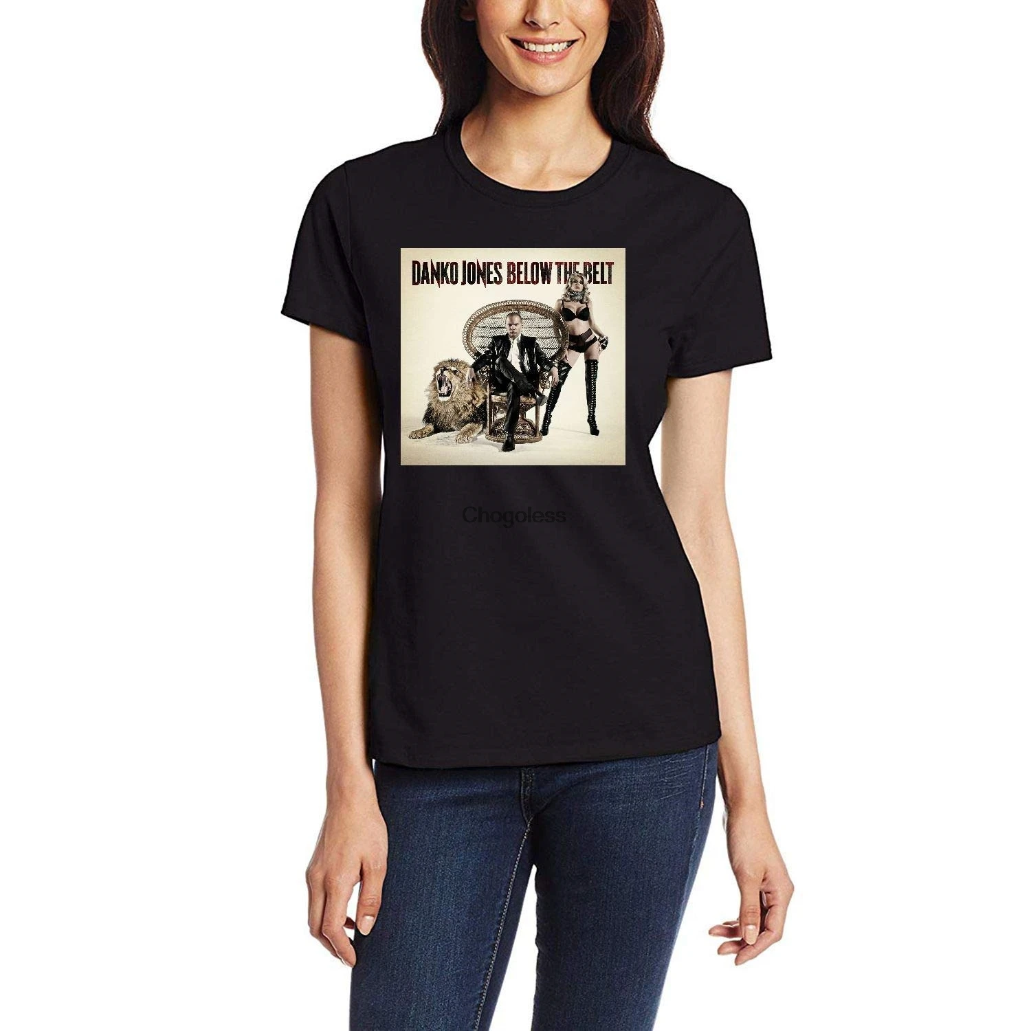 Мужская и женская черная футболка Danko Jones с поясом