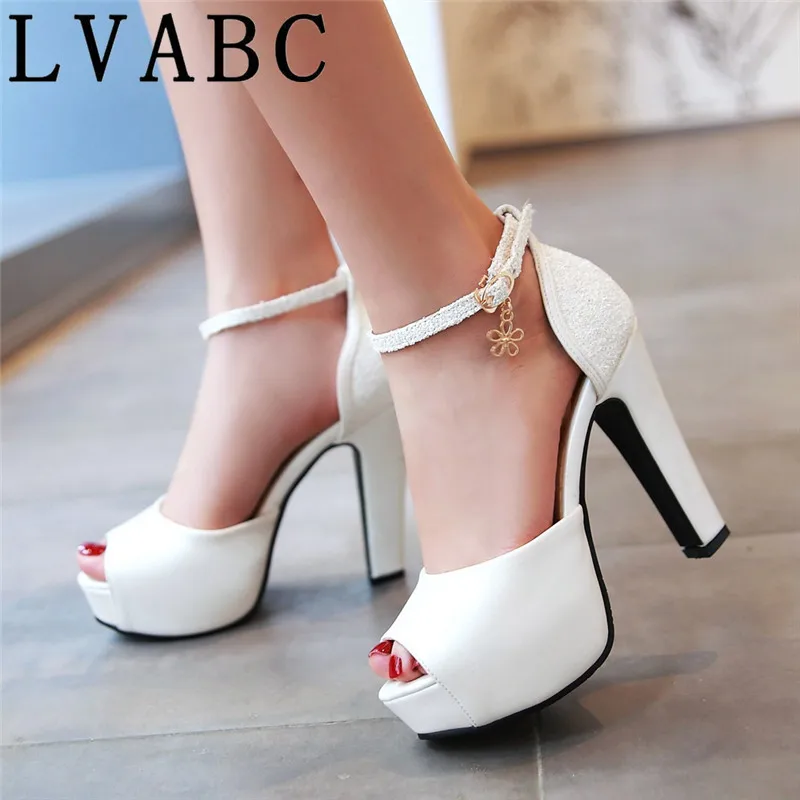 

Women Sandals 2019 Summer Shoes Ladies Solid Color Peep Toe Ultra High Heels 10 cm Bling Cover Heel Party Dress Sandals