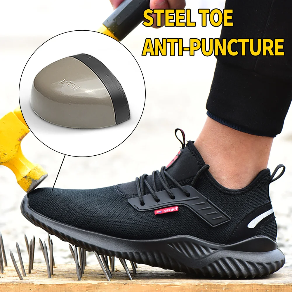 Work Safety Shoes Anti-Smashing Steel Toe Puncture Proof Construction Lightweight Breathable Sneakers Boots Men Women Air Light