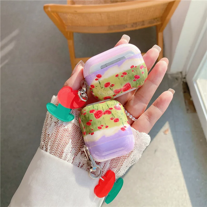 Мягкий чехол с мультяшными пейзажами и цветами для iPhone Airpods Pro 1 2 Pro, чехол с Bluetooth для беспроводных наушников, чехол с зарядным устройством (art.: 3920b9cf3dfe2) - 3920b9cf3dfe2