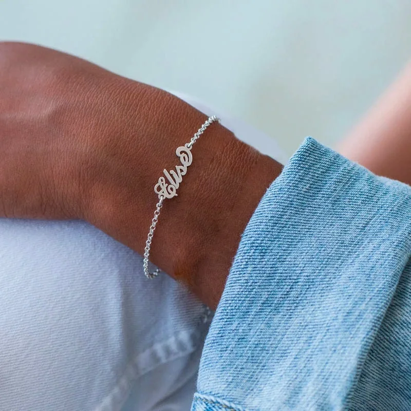 

Персонализированные именные браслеты для женщин, Детские именные таблички на заказ, браслет из нержавеющей стали, вечерние ювелирные издел...