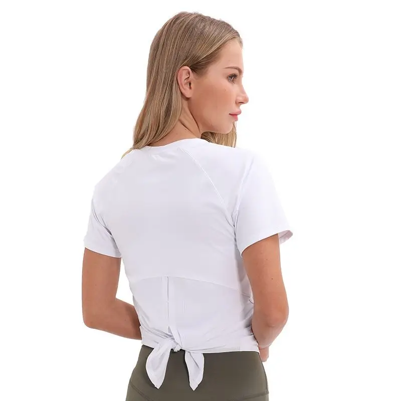 

Женская летняя футболка, новинка, сетчатая дышащая быстросохнущая одежда для йоги и фитнеса с короткими рукавами, спортивные топы, одежда д...