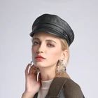 Кепка в стиле милитари для мужчин и женщин, модная винтажная армейская Кепка из натуральной кожи, из овечьей кожи, в стиле милитари, Осень-зима