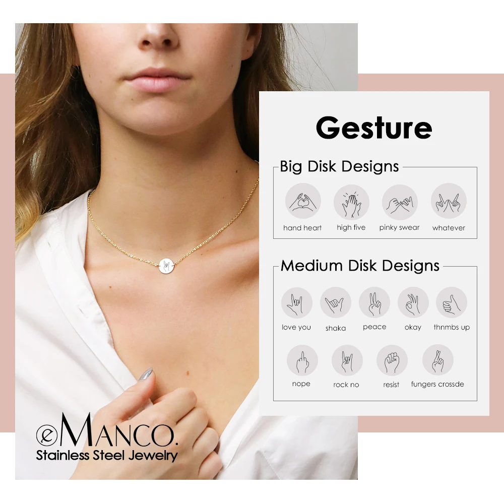 E Manco персонализированное жесткое женское ожерелье из нержавеющей стали 316L для