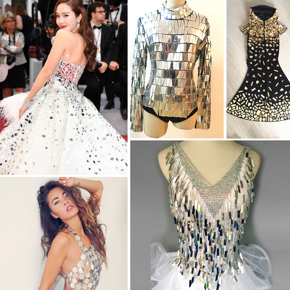 30 шт. смешанные формы пришитое зеркало со стразами пришивное Кристальное плоское