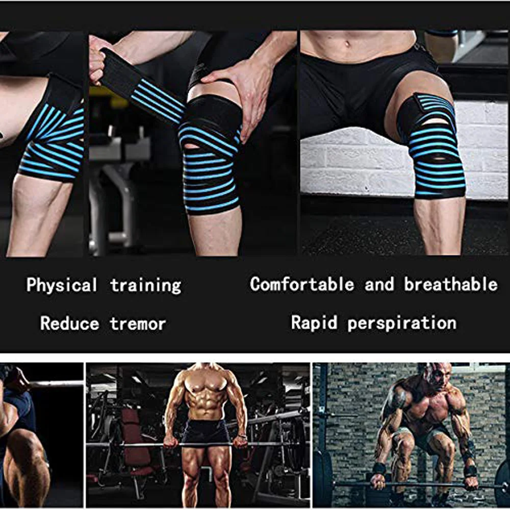 

MTATMT 1Pair Knee Wraps with Strap for Squats, Weightlifting, Powerlifting, Leg Press, and Cross Training for Men & Women