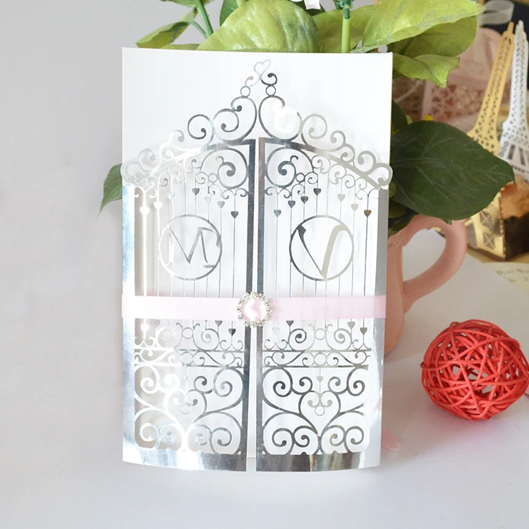Великолепные свадебные пригласительные открытки в стиле ворот с лазерной