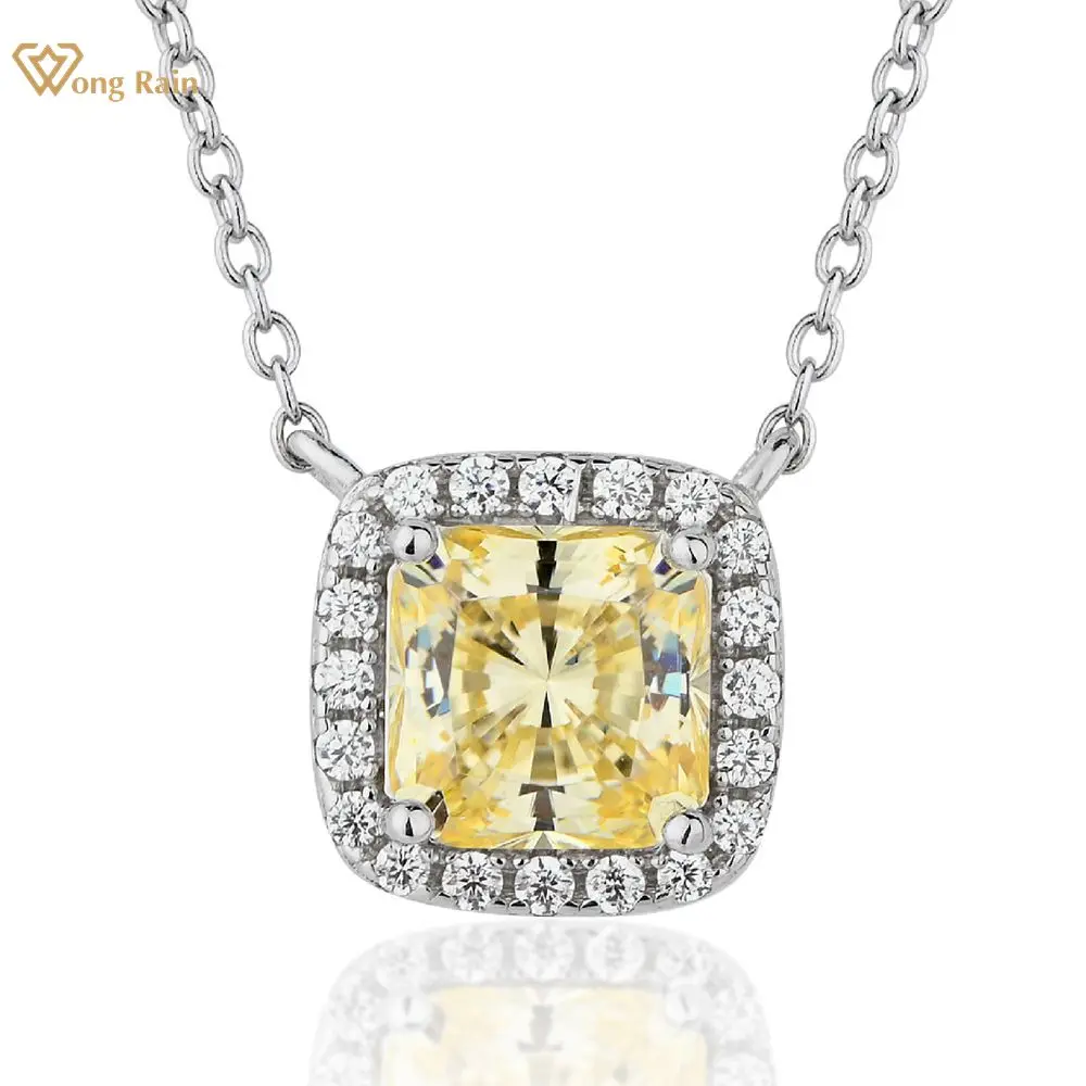 

Wong Rain 100% 925 Sterling Silver Created Moissanite Pink Sapphire Citrine Gemstone Engagement Pendant Necklace Fine Jewelry