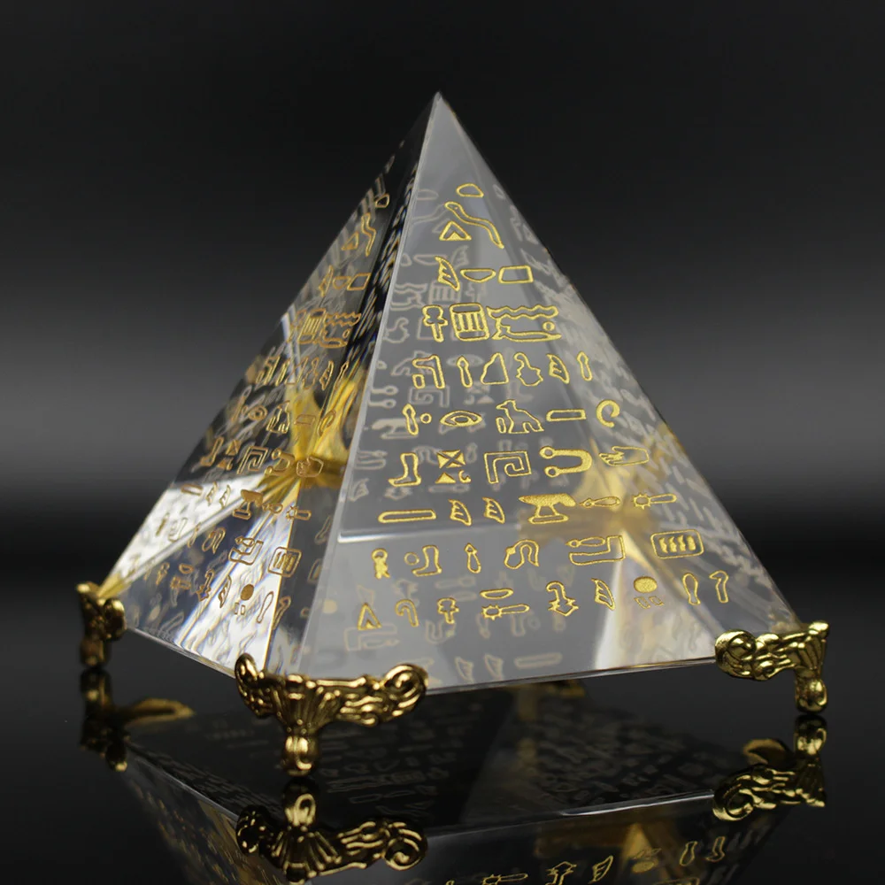 New Hieroglyphs Pyramid Crystal Feng Shui Stone Yoga Energy Healing Ornament Living Room Decoration | Дом и сад