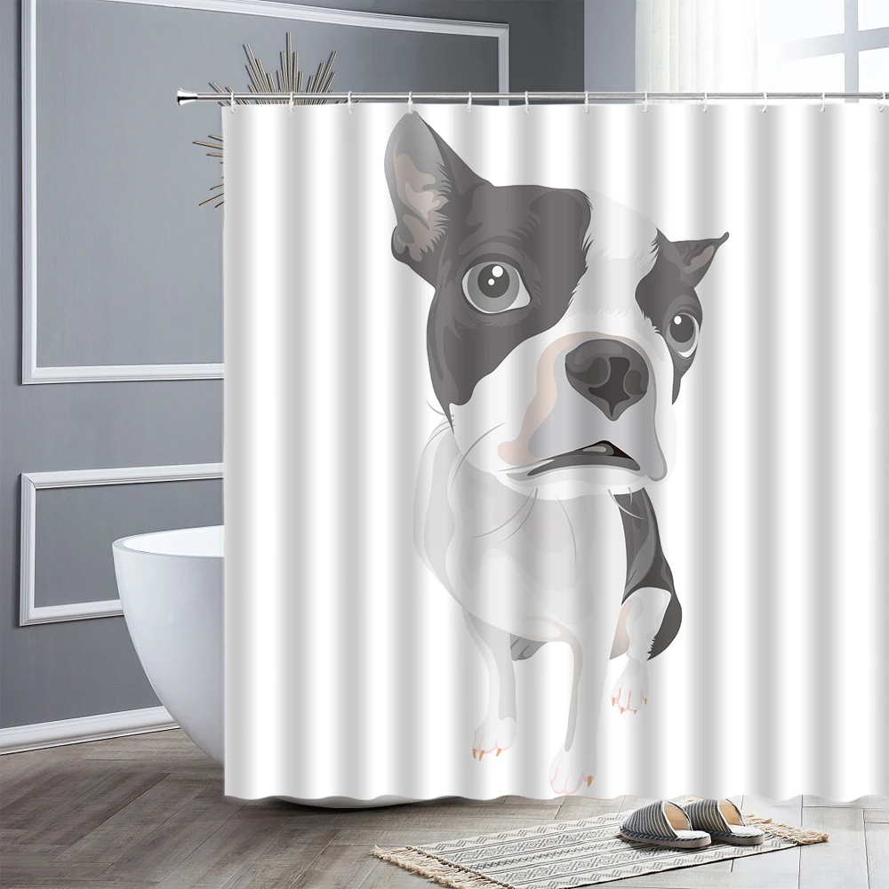 

Funny Animal Shower Curtain Lovely Dog Printed Waterproof Fabric Bathroom Decor Cloth Curtains Bath Accessories Bathtub Screen