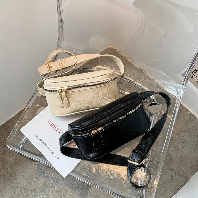 

Woman Chest Bags Solid PU Leather Wasit Packs Fashion Trend Crossbody Bags Casual All-match Shoulder Bag Small Bag For Female