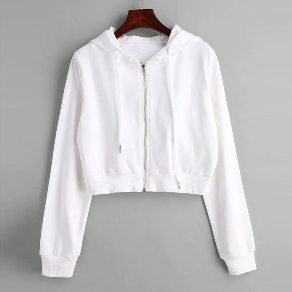 Укороченные толстовки Женский свитшот пальто на молнии спортивный костюм