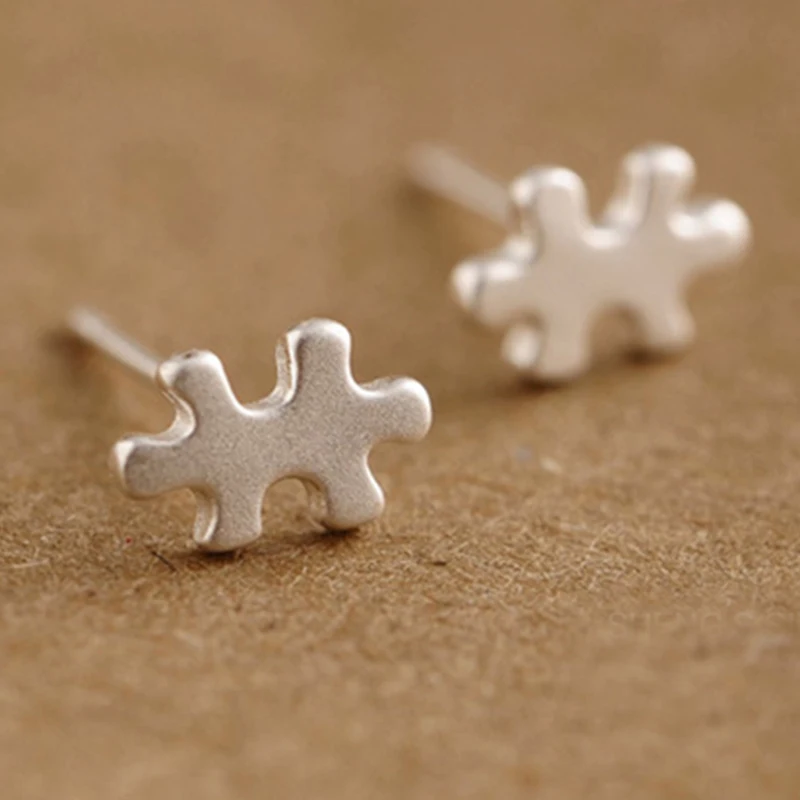 

Серьги из 100% стерлингового серебра 925 пробы с пазлом в европейском стиле, модные женские серебряные свадебные серьги