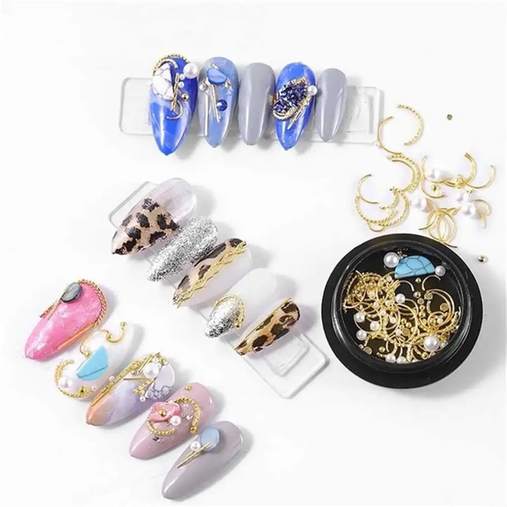 Новинка 2020 1 коробка золотистые металлические Смешанные блестки 3D жемчуг изгиб