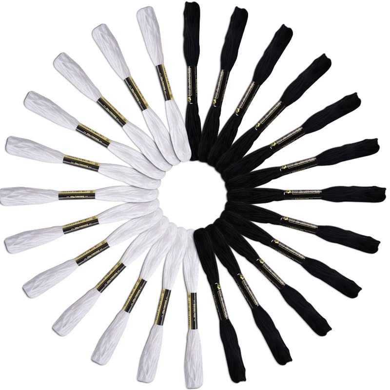 

24 skeins of line For Embroidery Cross needle Knitting Bracelets(White and Black)