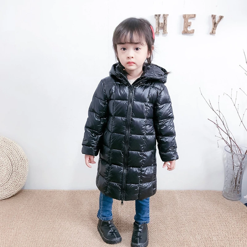 Детский пуховик осенне зимний в Корейском стиле для мальчиков и девочек длинная