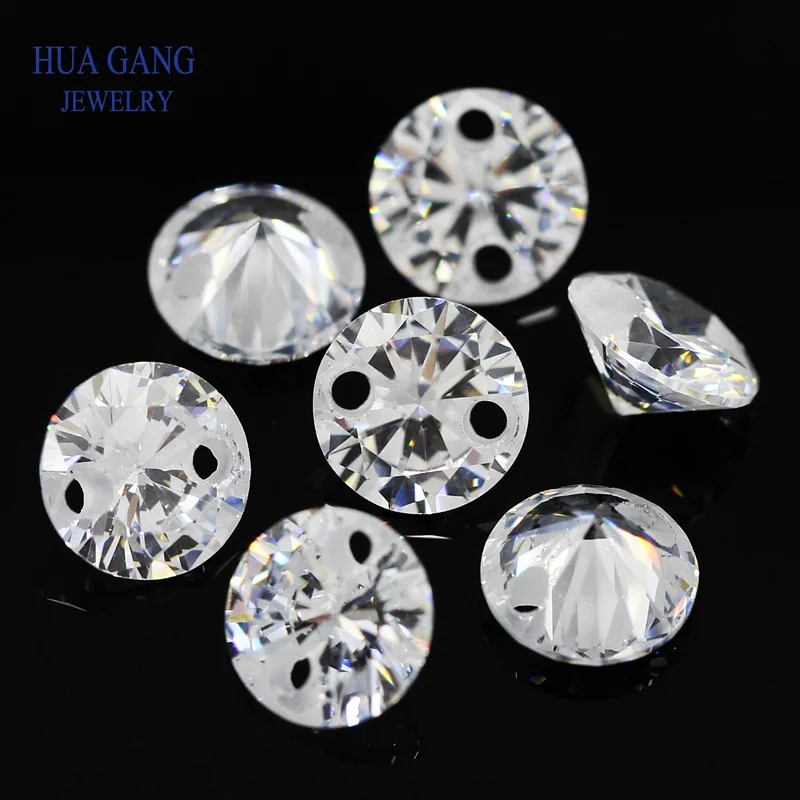

Double Holes Beads Cubic Zirconia Stones AAAAA White Cubic Zirconia Stone Loose CZ DIY Jewelry Beads Zircon Stone