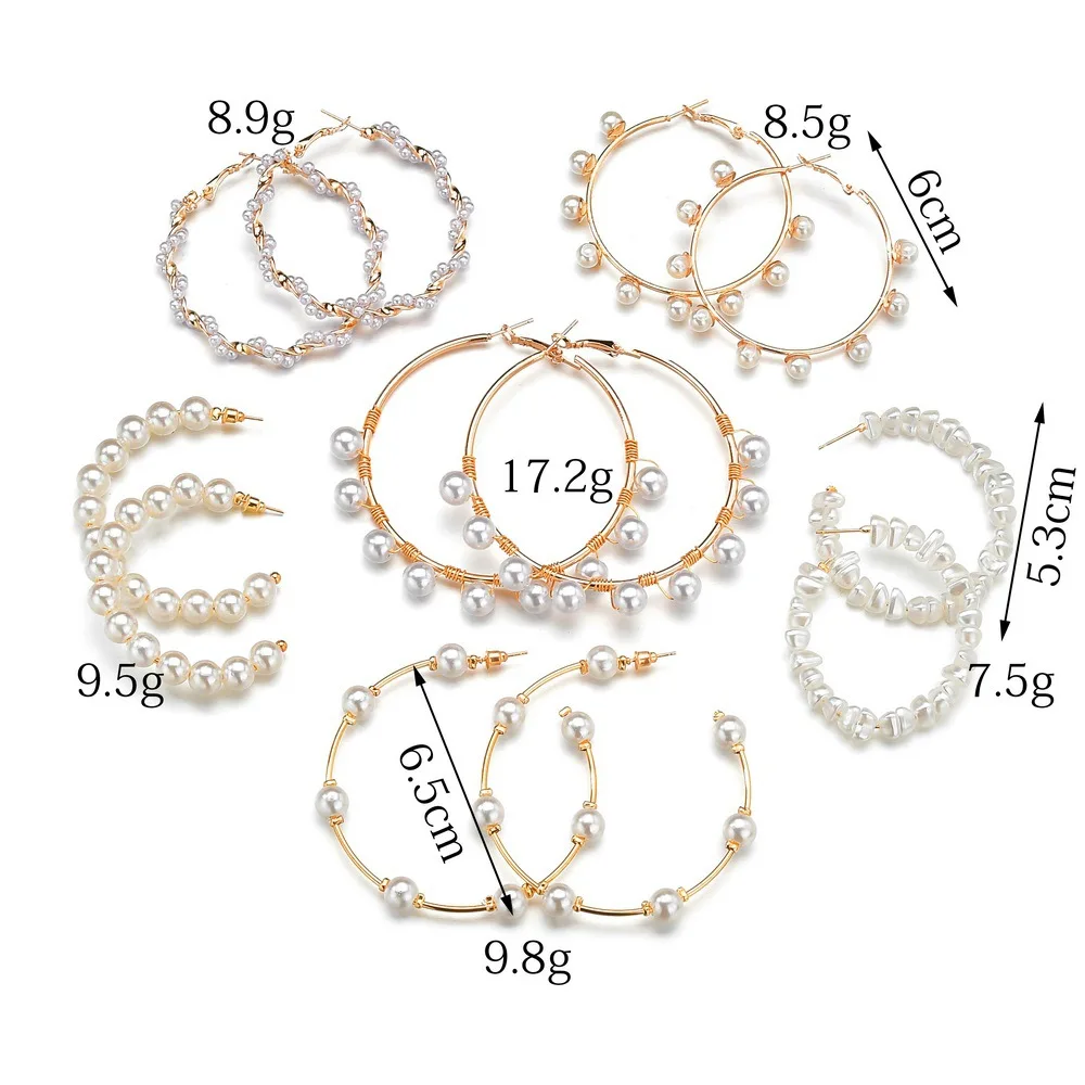 ZHIMO 1 Pair Elegant White Imitation Pearls Statement Earrings Women Oversize Pearl Circle Ear Rings | Украшения и аксессуары