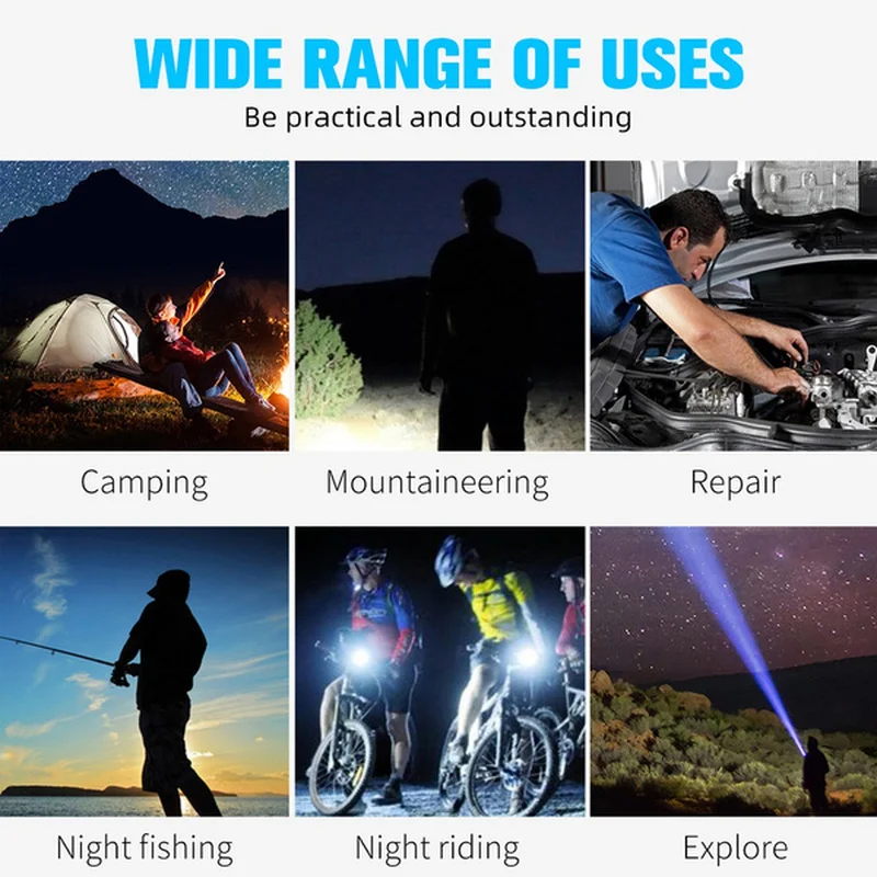 

Multi-Function Ultra Bright Flashlights ABS Strong Light Focusing Flash Light USB Rechargeable Zoom Xenon Forces Outdoor Torch