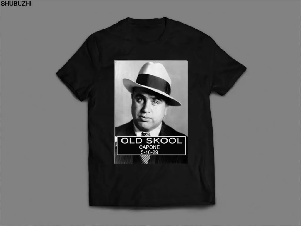 Черные женские летние топы футболки AL CAPONE MUGSHOT ** OLDSKOOL редкая рубашка с