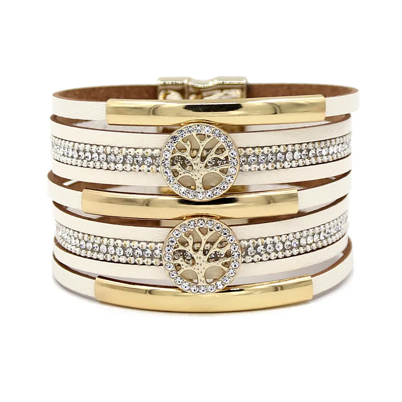 Ювелирные изделия VONNOR браслеты для женщин многослойный кожаный шнур Стразы