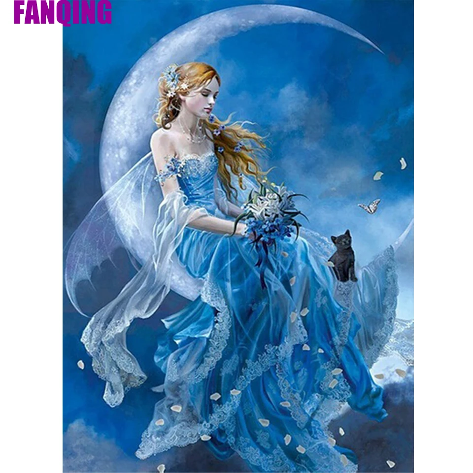 

5d Diy алмазная живопись, вышивка крестиком, женская и рисунок с Луной, полностью Алмазная мозаика