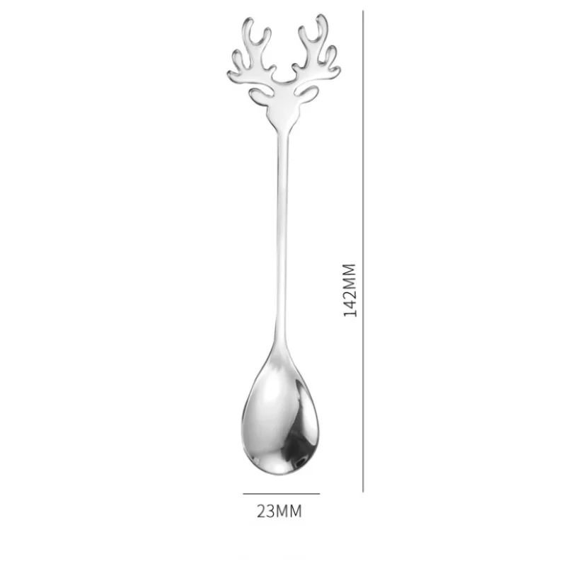 Рождественская дизайнерская ложка в виде Санты из нержавеющей стали с оленем