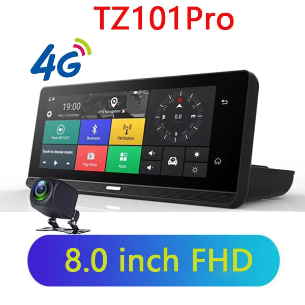 TZ101Pro Автомобильный видеорегистратор WHEXUNE 8 дюймов, 4G, Android, Full HD, 1080 P, автомобильная камера, gps навигатор, ADAS, двойной объектив, ночное видение, Автомобильный видеорегистратор, видеорегистратор - Название цвета: TZ101Pro
