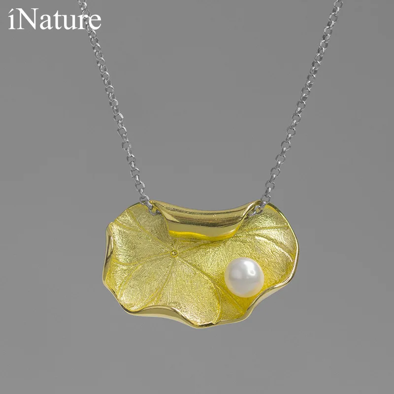 Женское колье из серебра 925 пробы с подвеской в виде листка лотоса | Украшения и