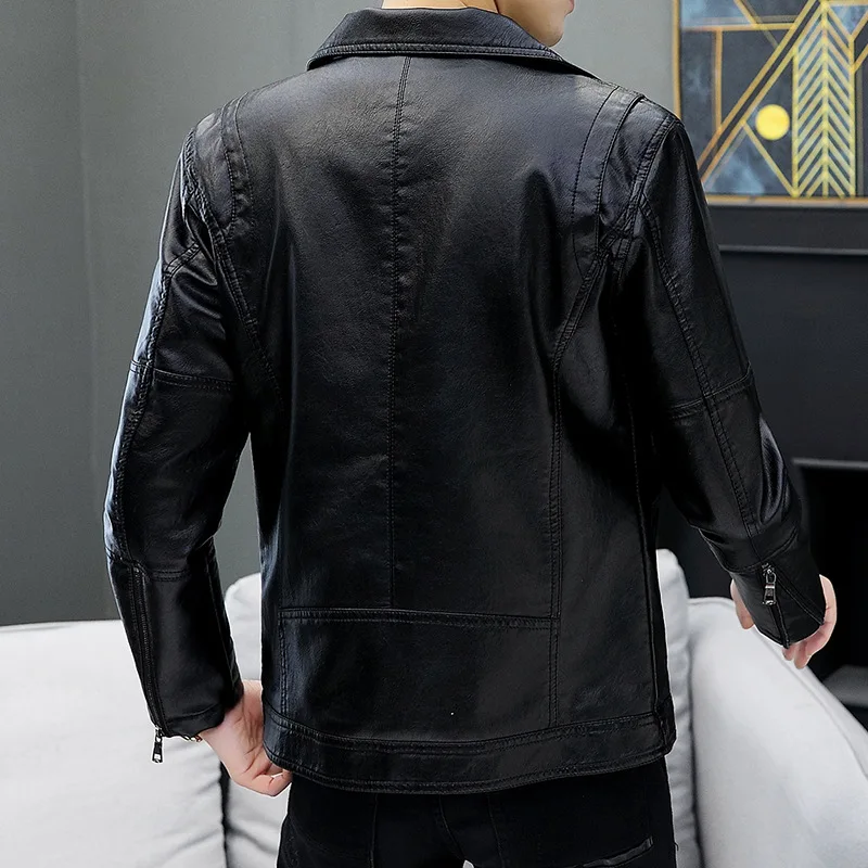 Зимние мужские куртки Idopy из искусственной кожи пальто с заклепками винтажное