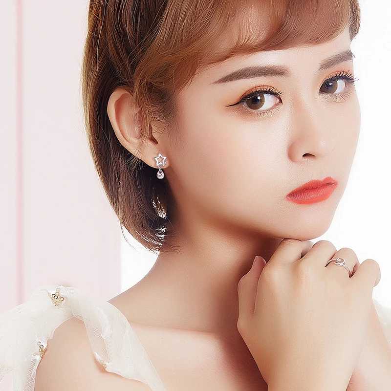 ADZ Pt950 чисто Золотые сережки настоящая платина твердые с блестящими звездами