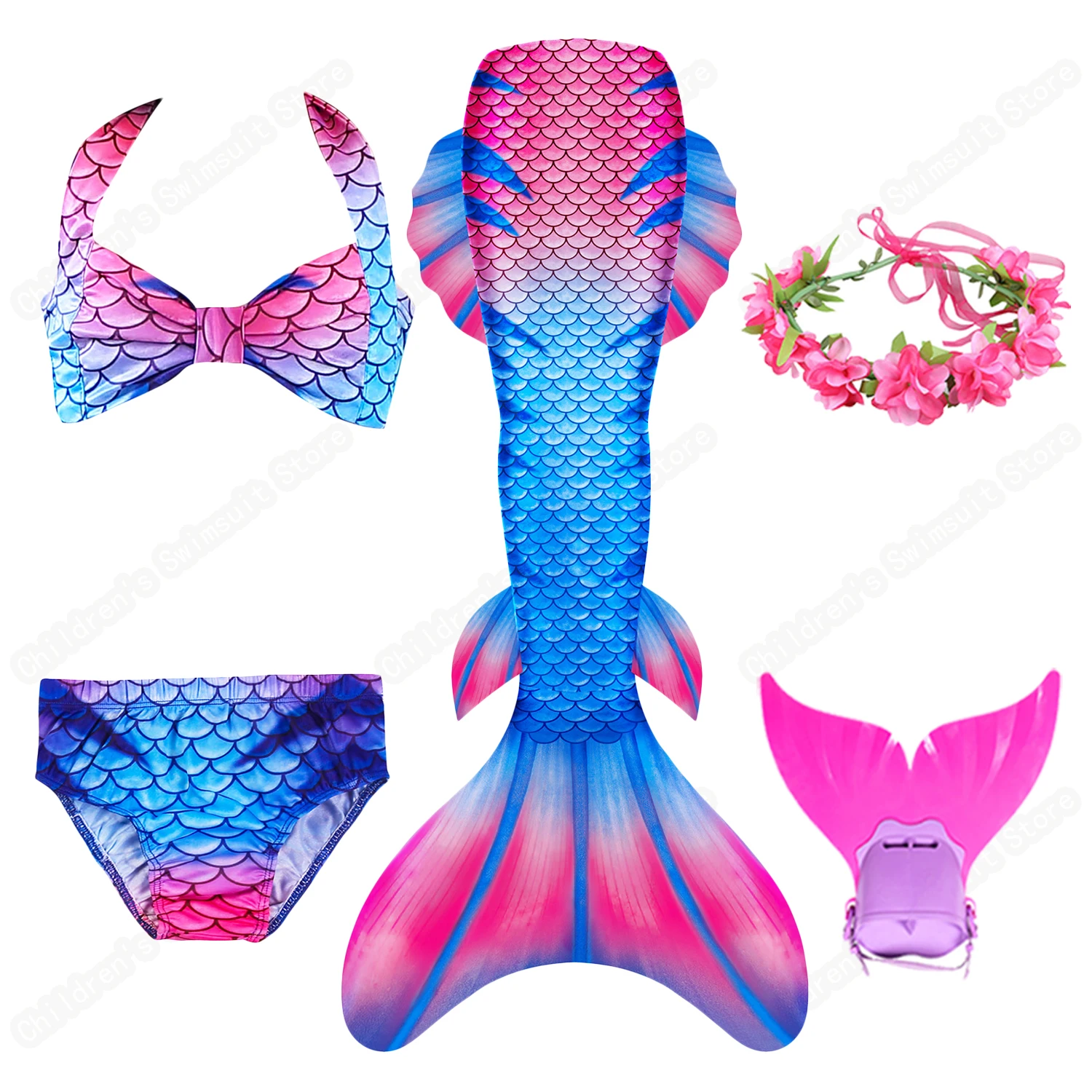 

Cosfans летние Новый стиль Разделение бикини купальник с хвостом русалки для От 3 до 12 лет Детская одежда для девочек, плавательный костюм с пла...