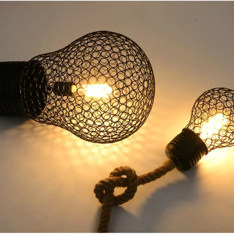 

Vintage Rope Pendant Light Lamp Loft Creative Personality Industrial Lamp Edison Bulb American Style For Living Room