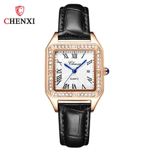 CHENXI Watch Women Top Luxury Brand Business Quartz Watch Ladies Leather Waterproof WristWatch Dress Girl Clock Relogio Feminino
