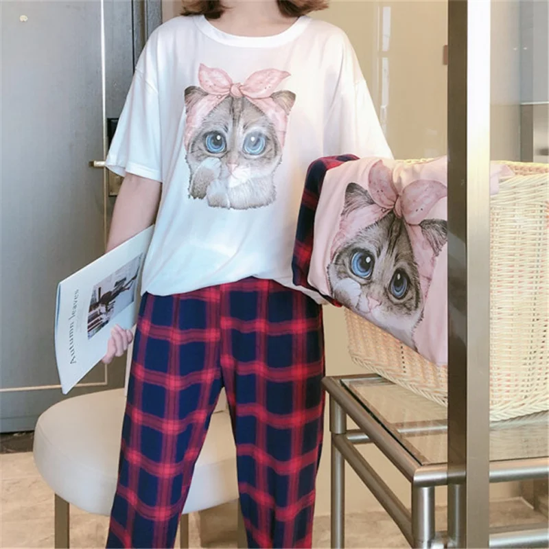 2020 Летняя женская пижама футболка пижамный комплект модная уличная одежда