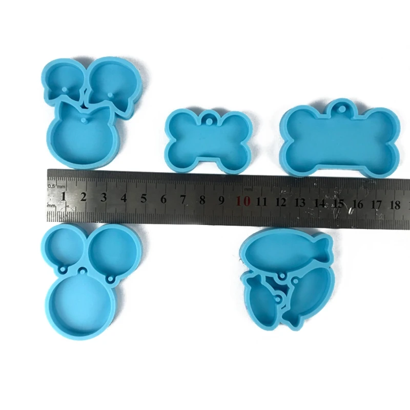 

5Pcs Silicone Bone Round Cat Fish Shape Pendant Resin Mold DIY Dog Tag Dog Bone Shaped Keychain Resin Casting Molds Kit