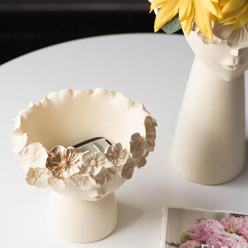 Resin Vase Home Decor Planter Pot Head Sculpture Storage Box Pen Holder Creative Decoration Accessories Art Ornaments | Дом и сад