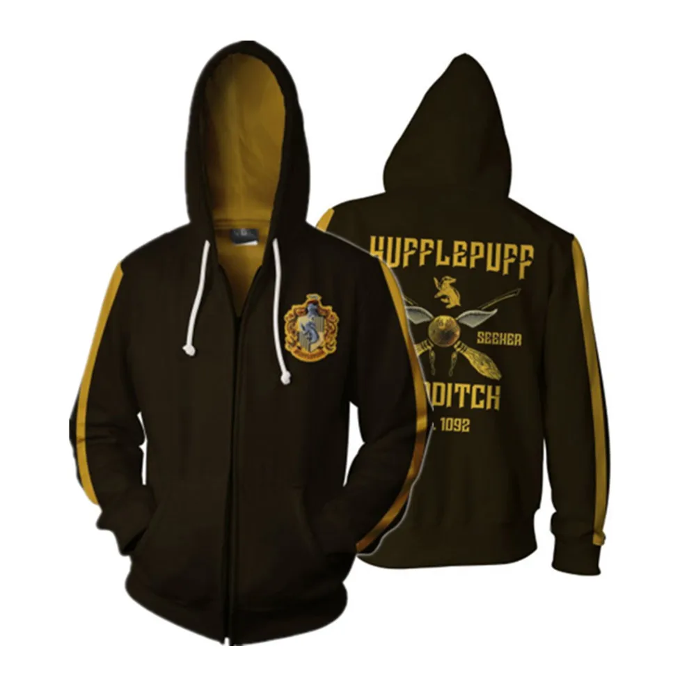 Hufflepuff Wizardry Gryffindor Slytherin Ravenclaw косплей костюм для мужчин и женщин толстовки пуловер Trackusits Повседневная куртка на молнии - Цвет: Hufflepuff