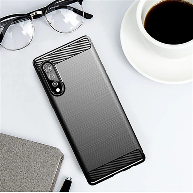 Funda de silicona de fibra de carbono para tel&eacute;fono LG, carcasa de terciopelo 5G, parachoques de goma, LM-G900N de LM-G900EM-0
