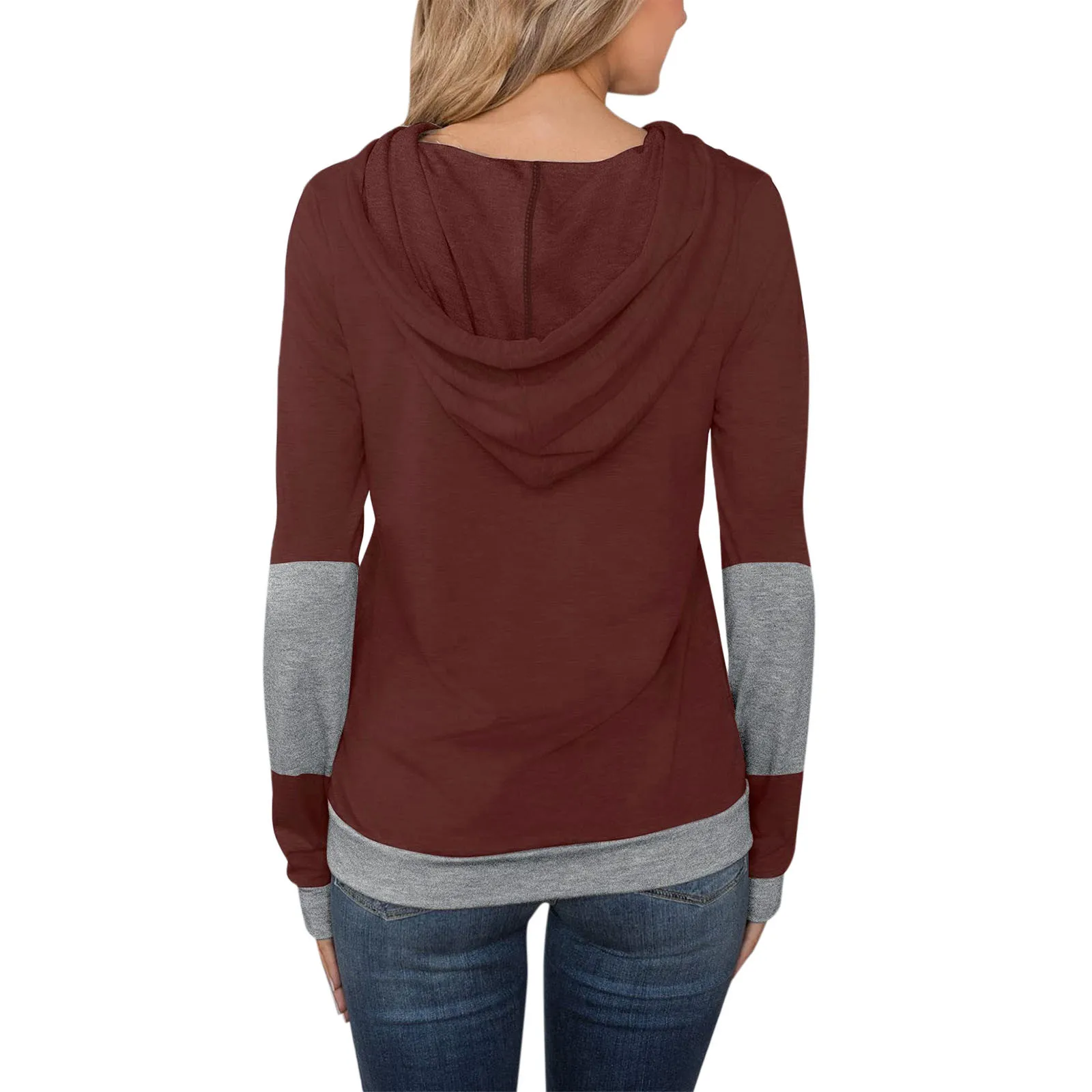 57# Women's Splicing Sweatshirts Long Sleeve Hoodies Sweatshirt Pullover Tops Blouse Pullover Hoodie Poleron Sudadera Mujer Tops