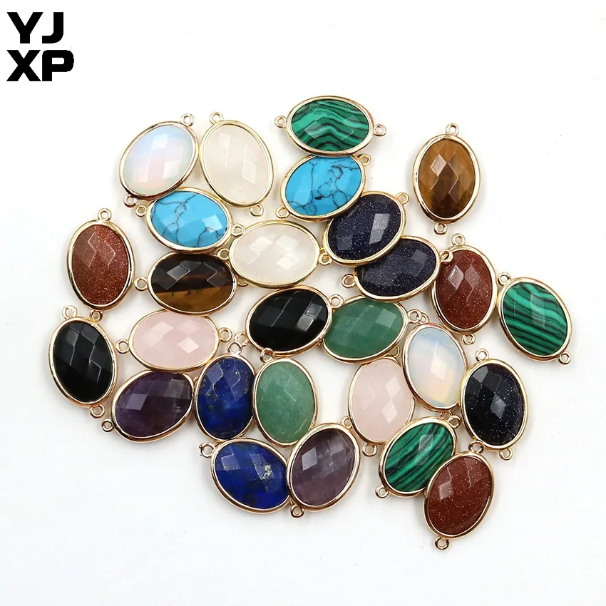 YJXP двойной соединитель пряжки, натуральный камень, кварц, стандартные подвески для DIY браслетов, фитинги, ожерелье, ювелирные изделия