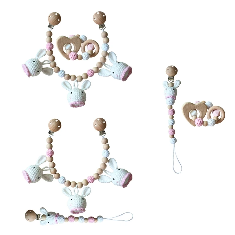 

Детская коляска для поездок подвесной погремушка пустышка детская пустышка на цепочке Младенцы деревянный браслет для прорезывающихся зу...