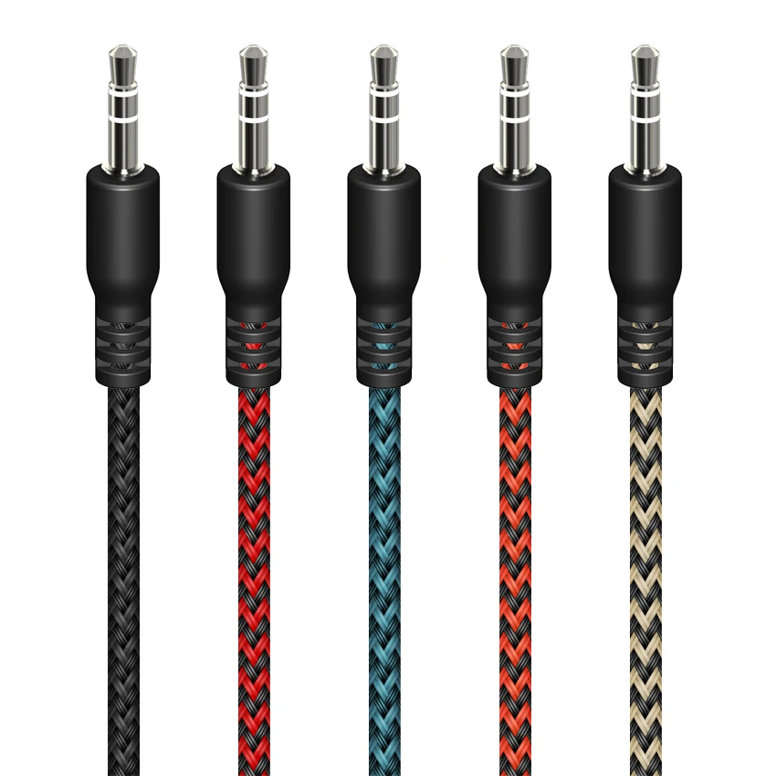 Плетеный аудиокабель с разъемом 3 5 мм автомобильные Аудиокабели штырь-штырь шнур