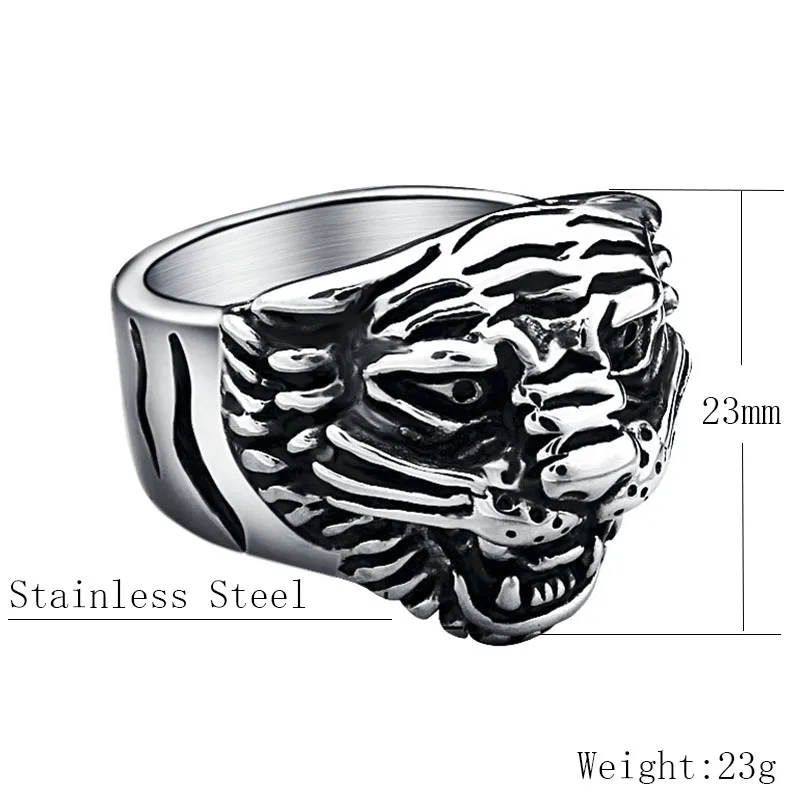 Мужское Винтажное кольцо с головой тигра из нержавеющей стали | Украшения и