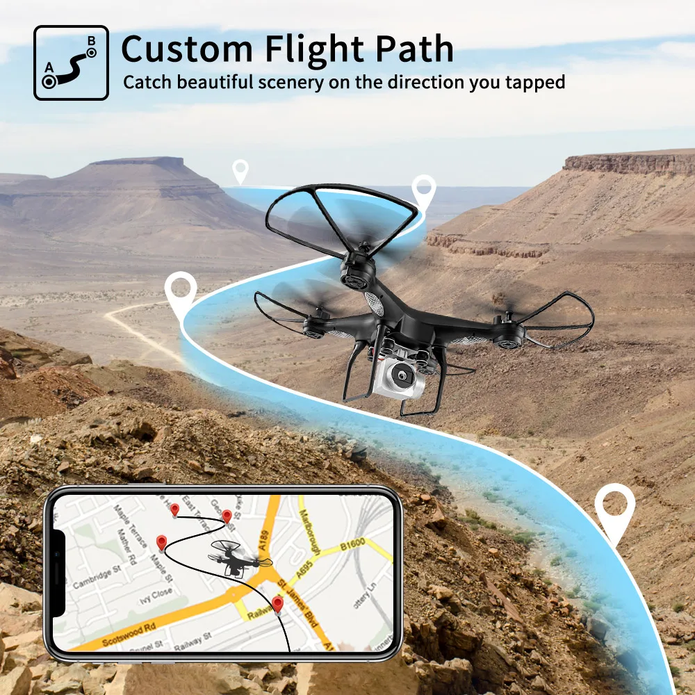 JJRC H68 Professional Drone с камерой Квадрокоптер 720 P Wifi FPV RC Квадрокоптер Дрон вертолет 20 минут Время полета