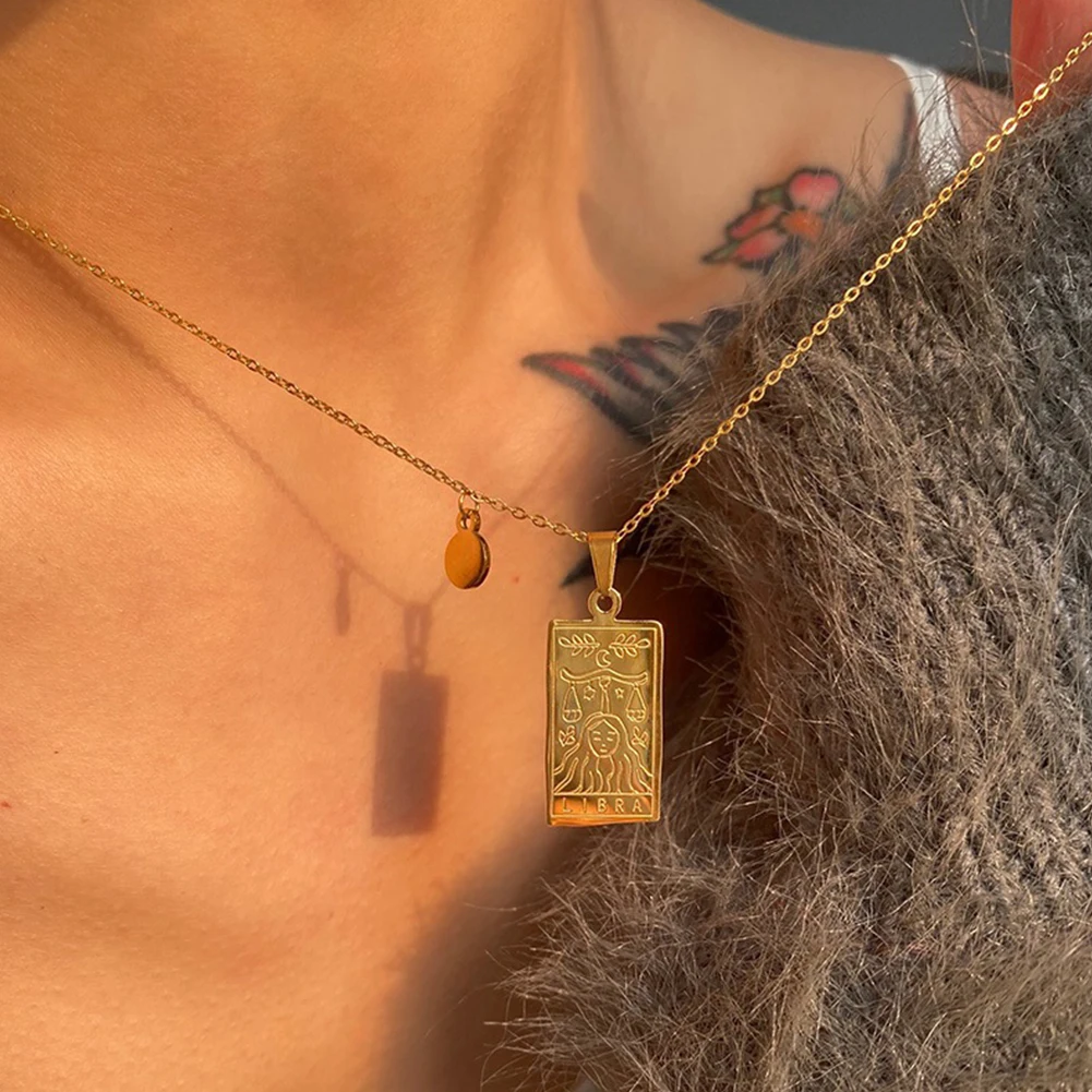 Женское винтажное ожерелье с 12 созвездиями колье из золотой нержавеющей стали